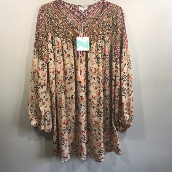 Boho Mixed Floral Cottagecore Lace Up Dress S M L - Picture 2 of 8